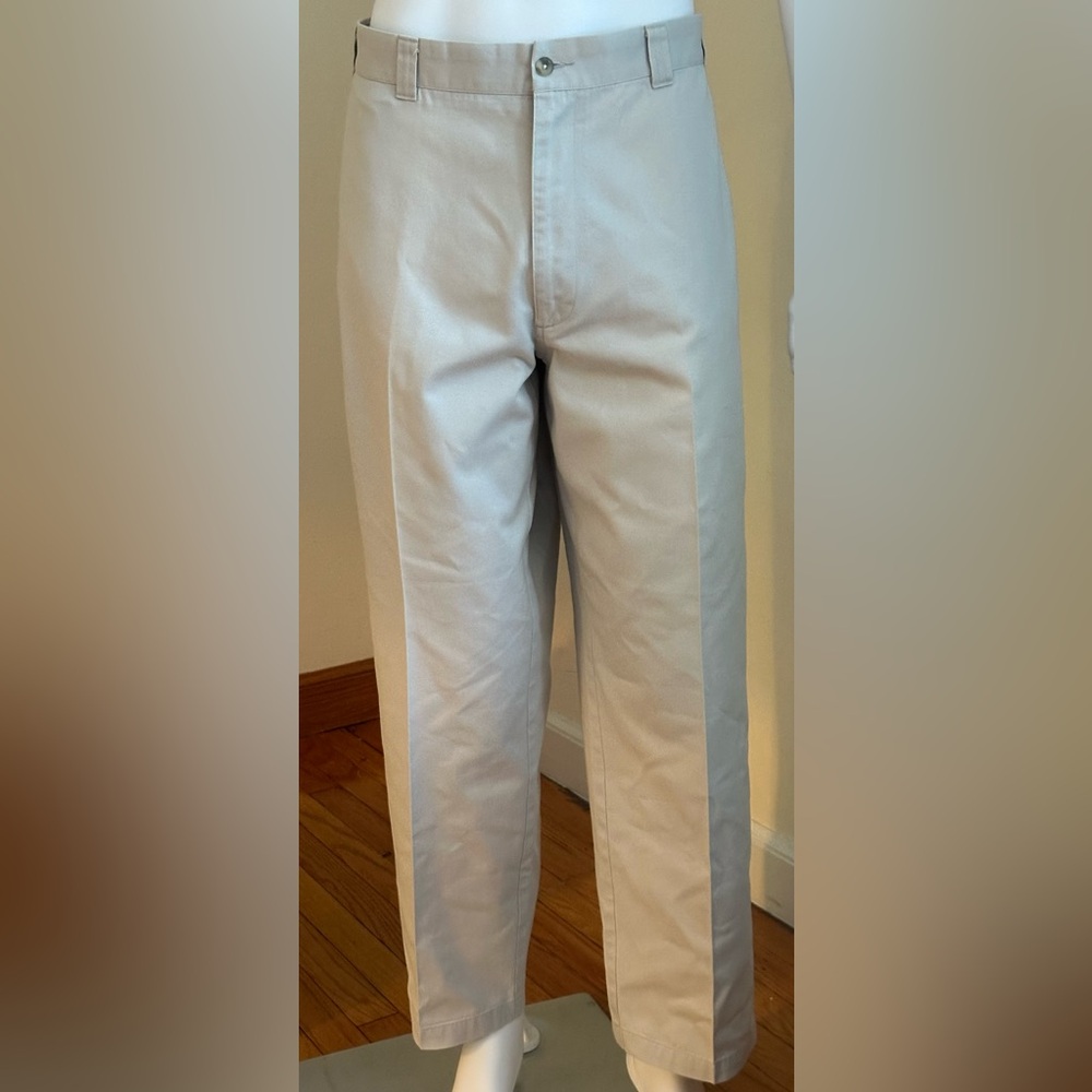 Perry Ellis Cottons 1976 Cord Twill Flat Front Stone White Khaki Pants Sz 42.